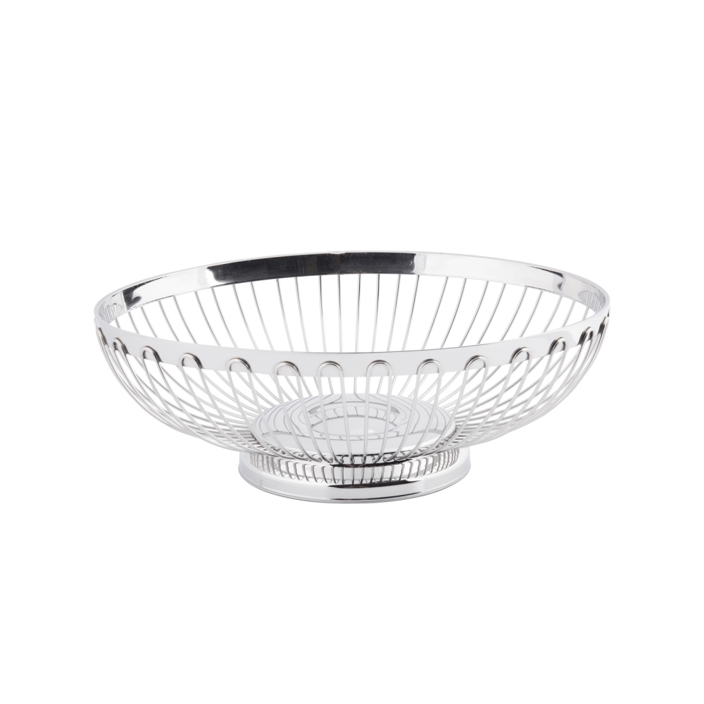 Tablecraft Regent 18-8 Stainless Steel Medium Oval Spoke Serving Basket, 9.5 x 7.25 x 3.5 inch
