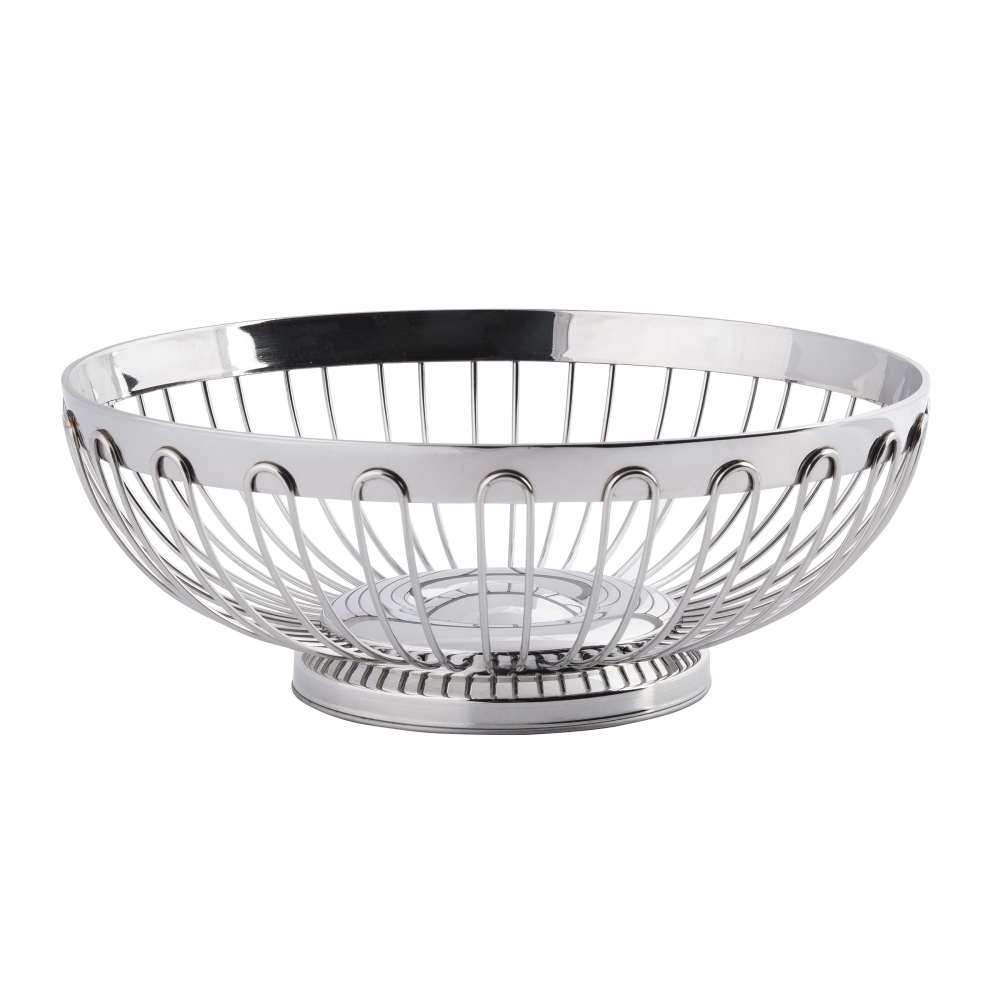 Tablecraft Regent Stainless Steel Round Red Small Spoke Serving Basket, 7 inch Dia. x 2.75 inch