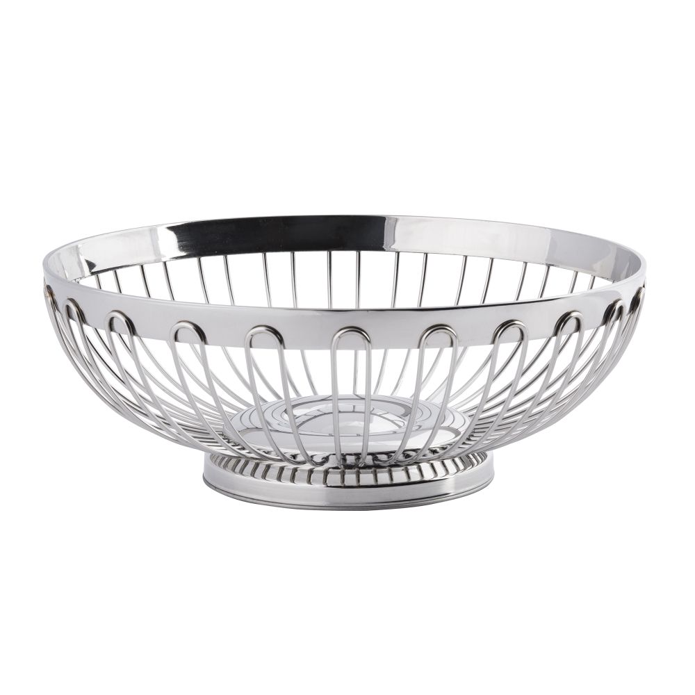 Tablecraft Regent Stainless Steel Round Red Small Spoke Serving Basket, 7 Inch Dia. X 2.75 Inch