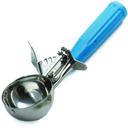 Tablecraft 18/8 Stainless Steel Blue Size 16 Thumb Press Ice Cream Food Disher with Polyethylene Handle, 2 3/8 Ounce Capacity