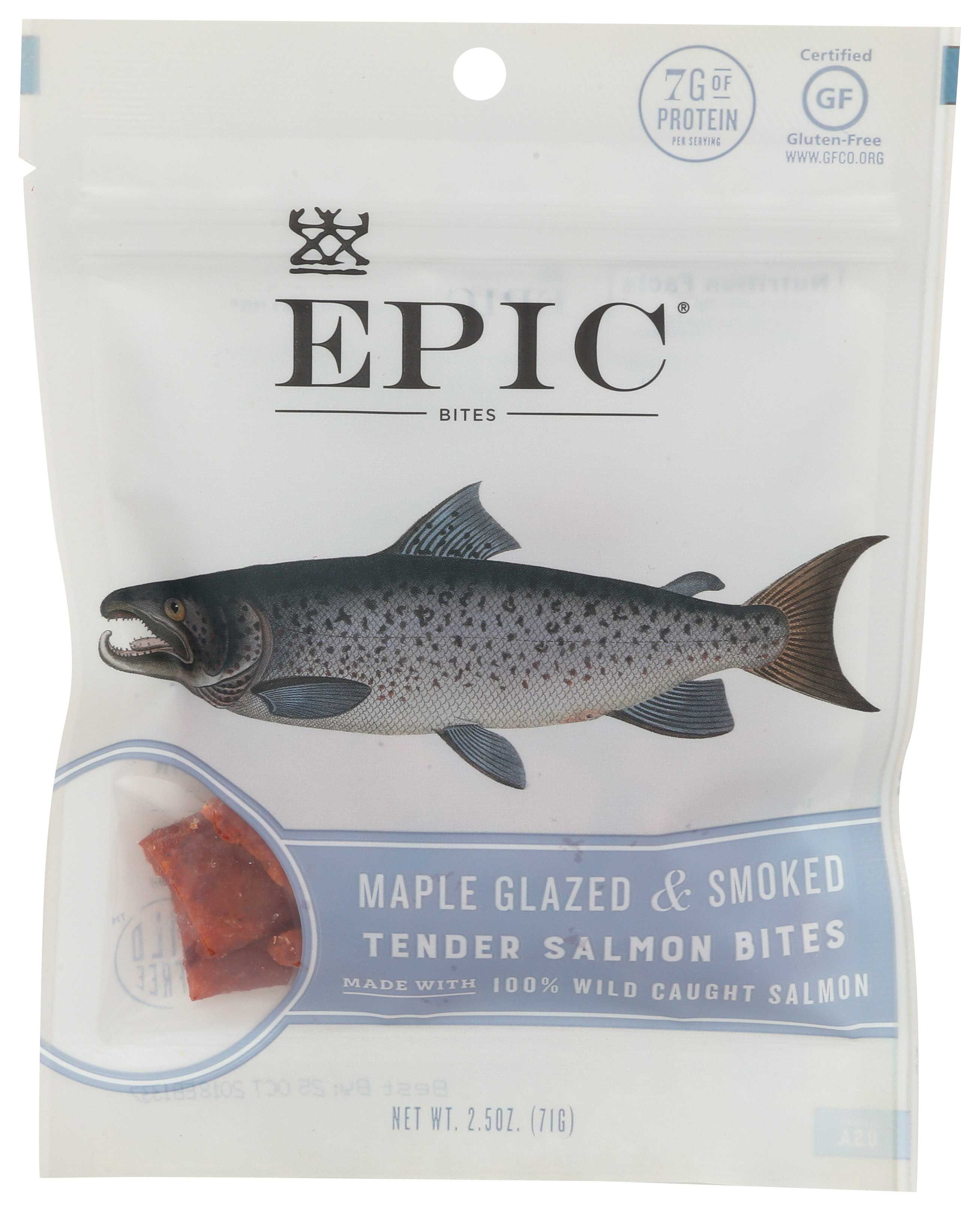 Epic Maple Glazed Smoked Tender Salmon Bites, 2.5 Ounce -- 8 Per Case