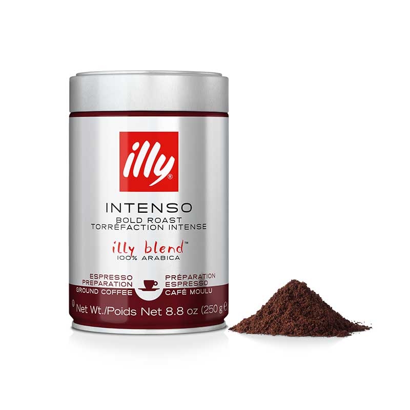 Illy Ground Espresso Intenso Coffee - Dark Roast, 8.8 Ounce -- 6 per case.