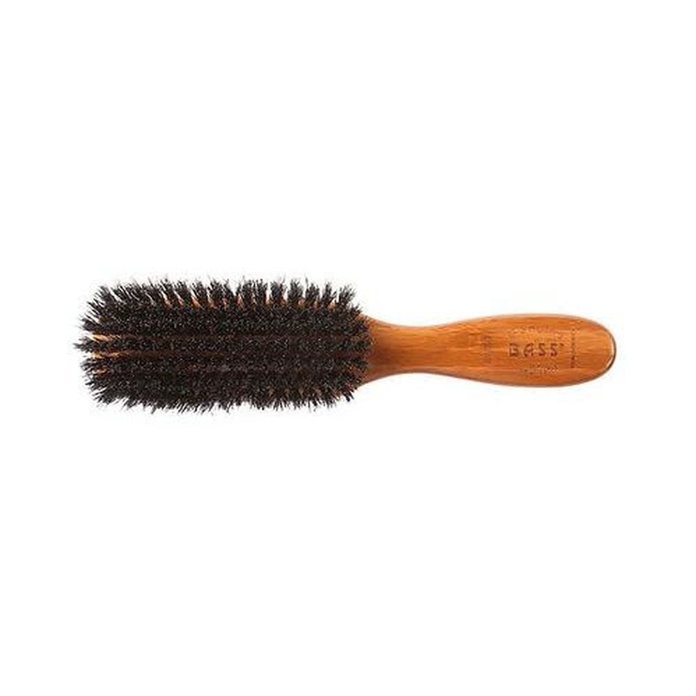 Bass 876SB Dark Bamboo Semi Oval Hairbrush with Wild Boar Soft Natural Bristles