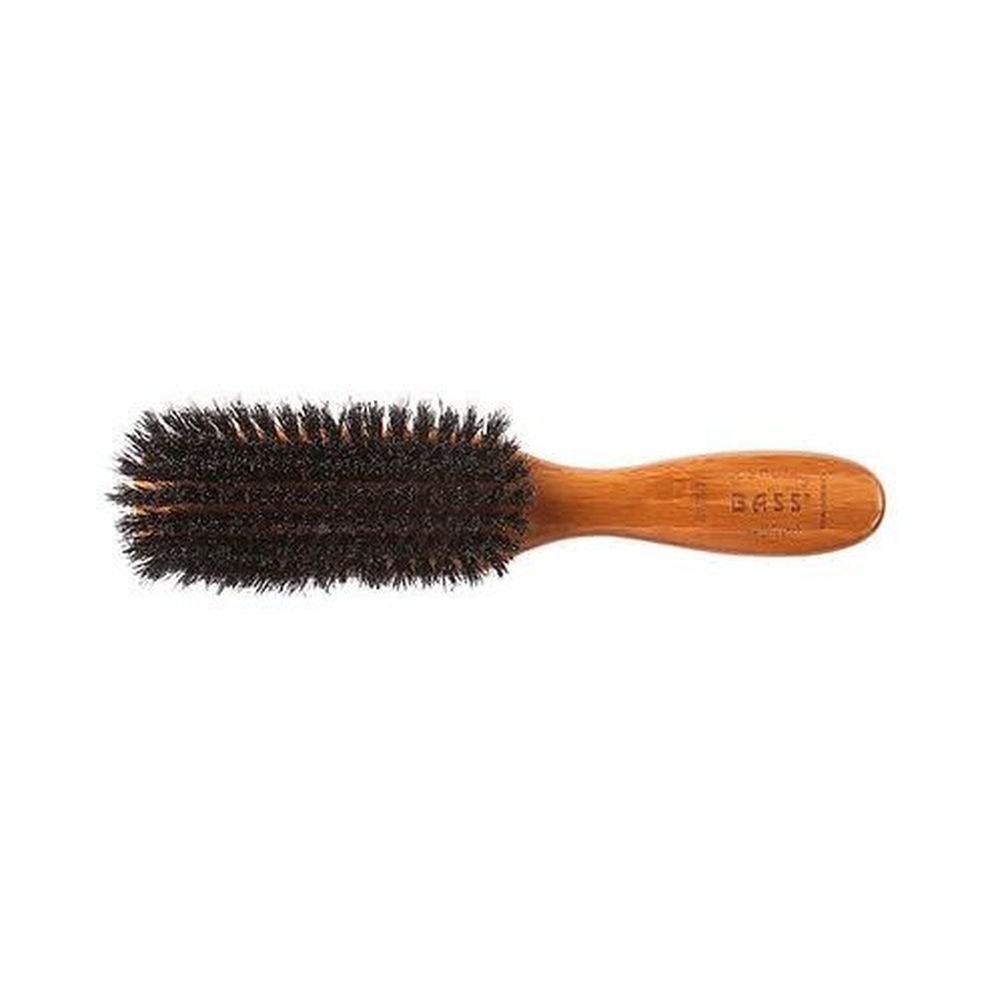 Bass 876sb Dark Bamboo Semi Oval Hairbrush With Wild Boar Soft Natural Bristles