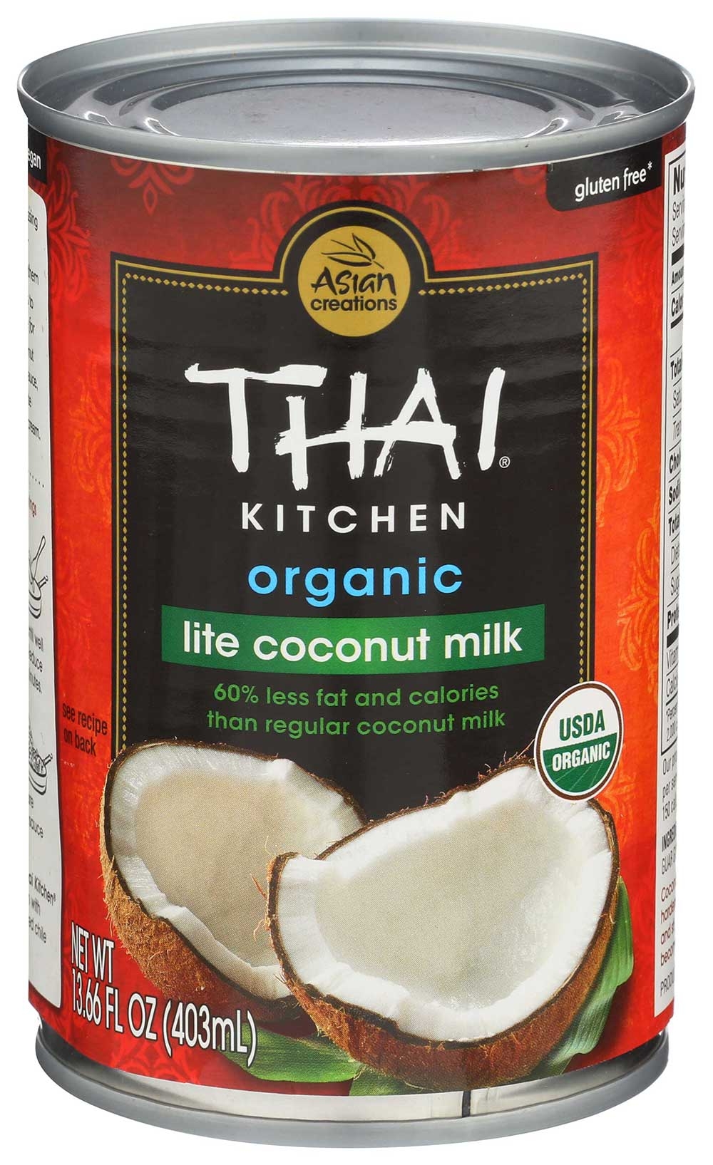 Thai Kit Organ Coconut Milk Lite - 14 ounce -- 12 per case.
