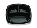 Forum Black Plastic 3 Compartment Plate, 9 inch -- 300 per case.