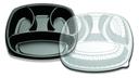 Forum Black Plastic 4 Compartment Carry Out Container with Lid Combo, 14 inch -- 50 per case.