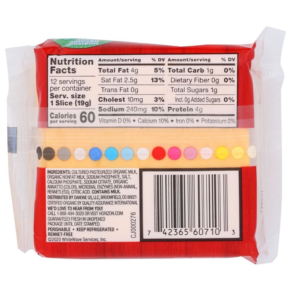 Horizon Organic American Single Cheese, 8 Ounce -- 12 Per Case