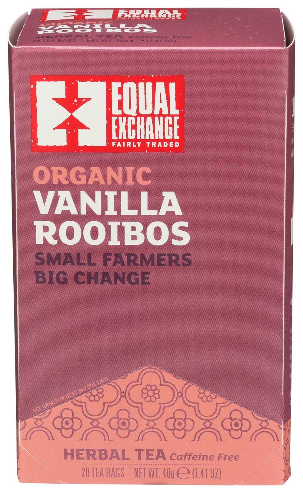 Equal Exchange Organic Vanilla Rooibos Tea, 20 Bags Count -- 6 Per Case