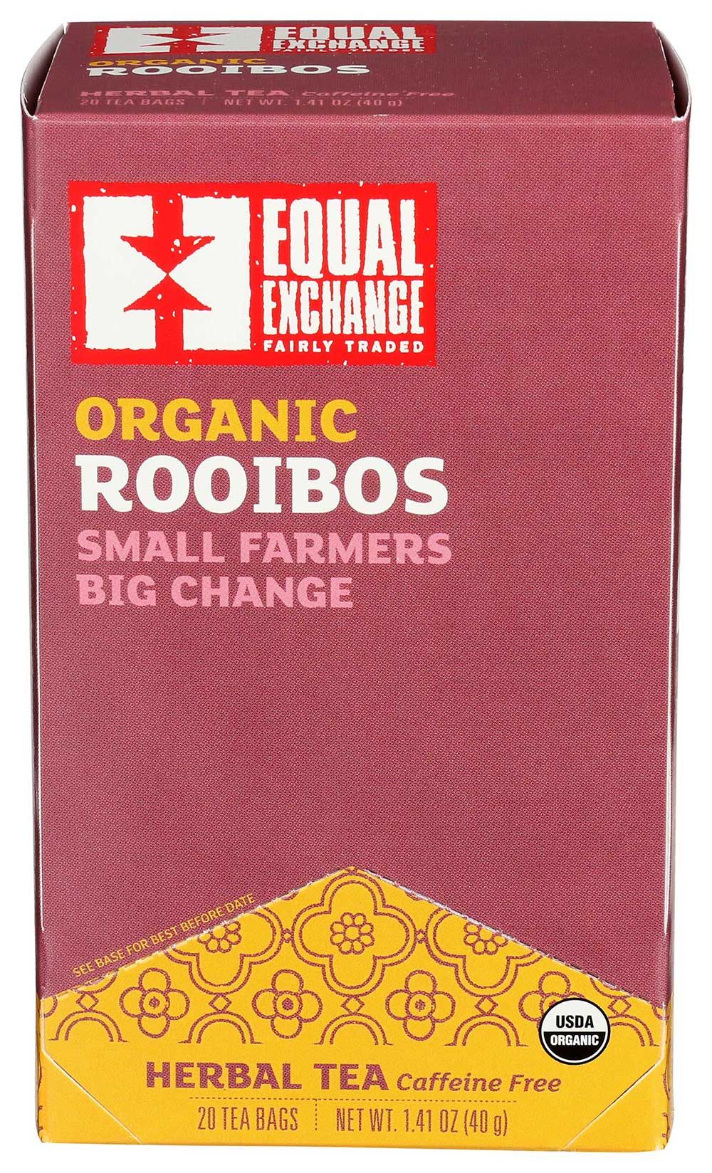 Equal Exchange Organic Rooibos Tea, 20 Bags Count -- 6 Per Case