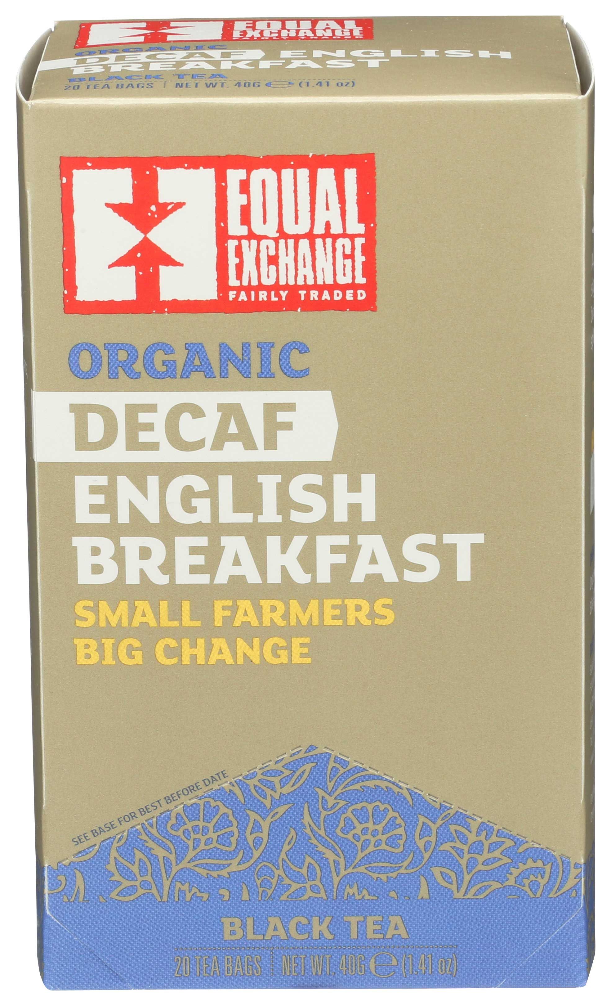 Equal Exchange Organic Decaffeinated English Breakfast Tea, 20 Bags Count -- 6 Per Case
