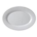 Vertex China Argyle Porcelain White Rim Rolled Edge Oval Platter, 12 1/2 inch -- 12 per case.
