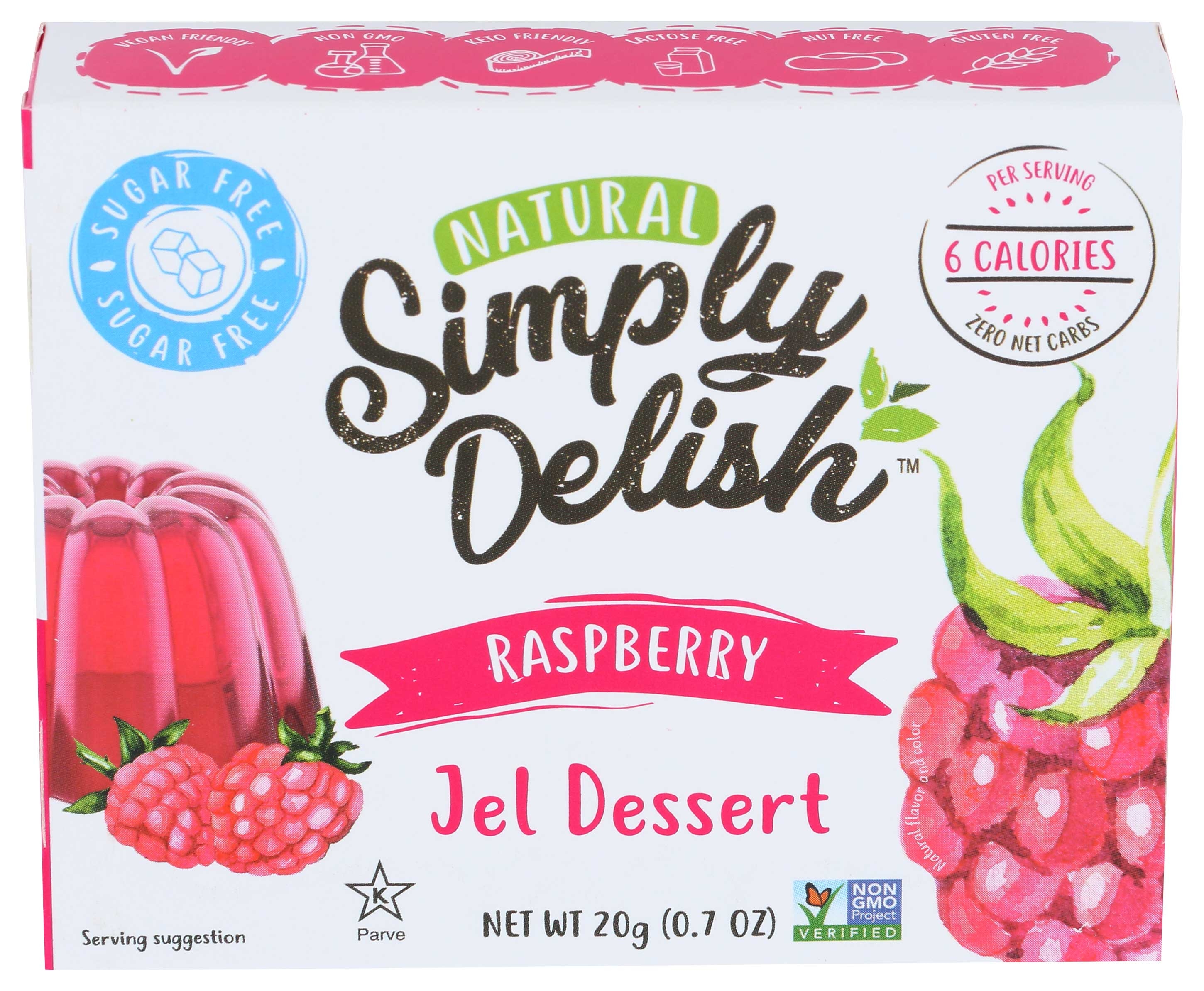 Simply Delish Raspberry Jel Dessert, 0.7 Ounce -- 6 per case
