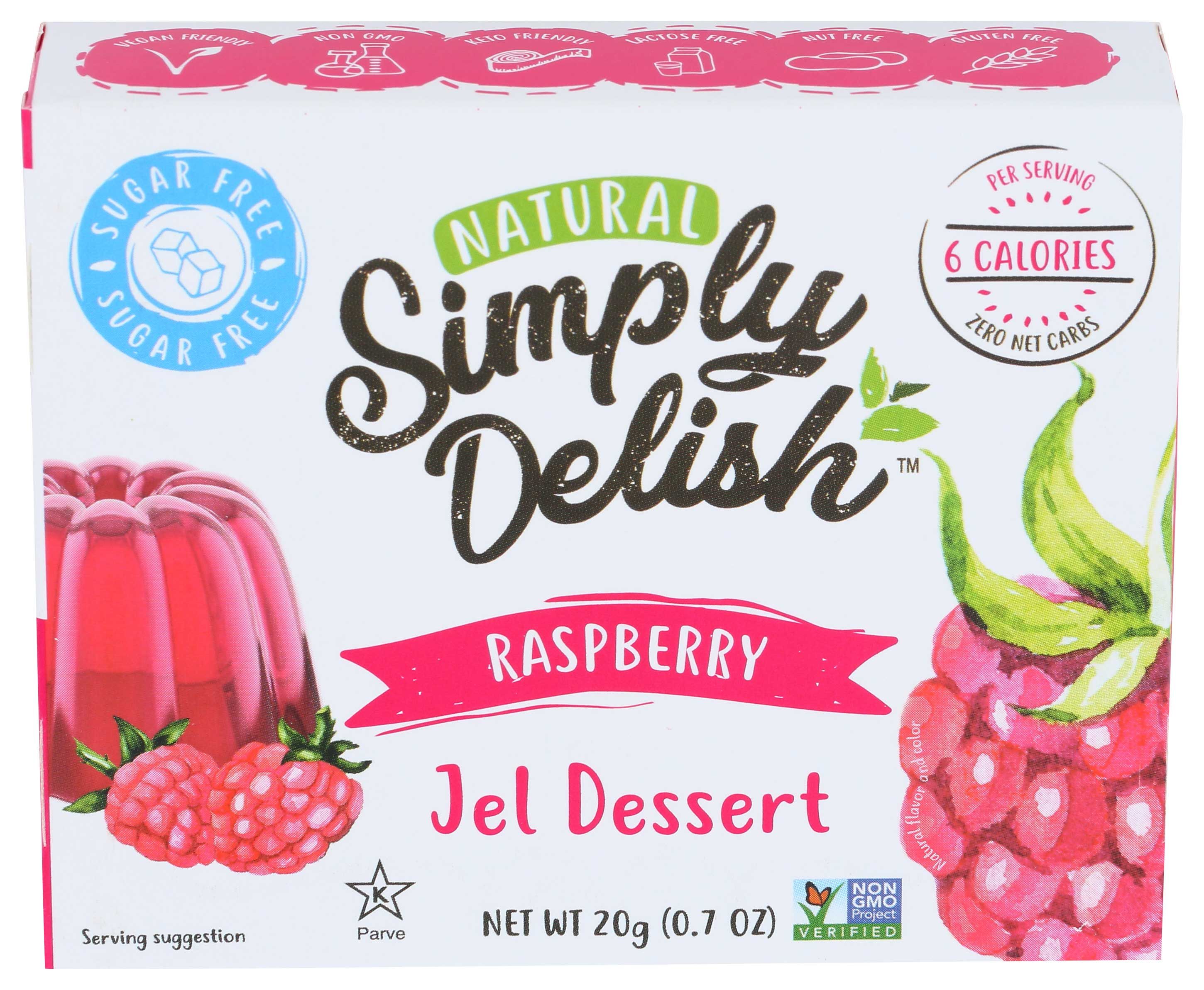 Simply Delish Raspberry Jel Dessert, 0.7 Ounce -- 6 Per Case