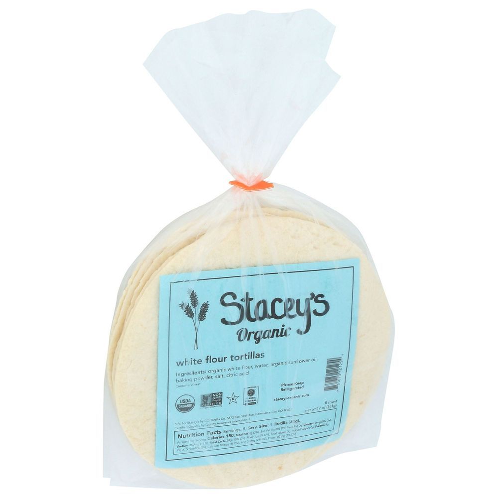 Staceys 8 Inch Organic White Flour Tortillas, 17 Ounce -- 12 Per Case