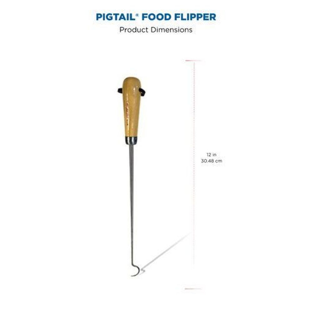 Jaccard 12 inch Pigtail Food Flipper with Hardwood Handle