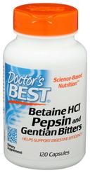 Doctors Best Betaine HCl Pepsin and Gentian Bitters Capsules - 120 count per pack