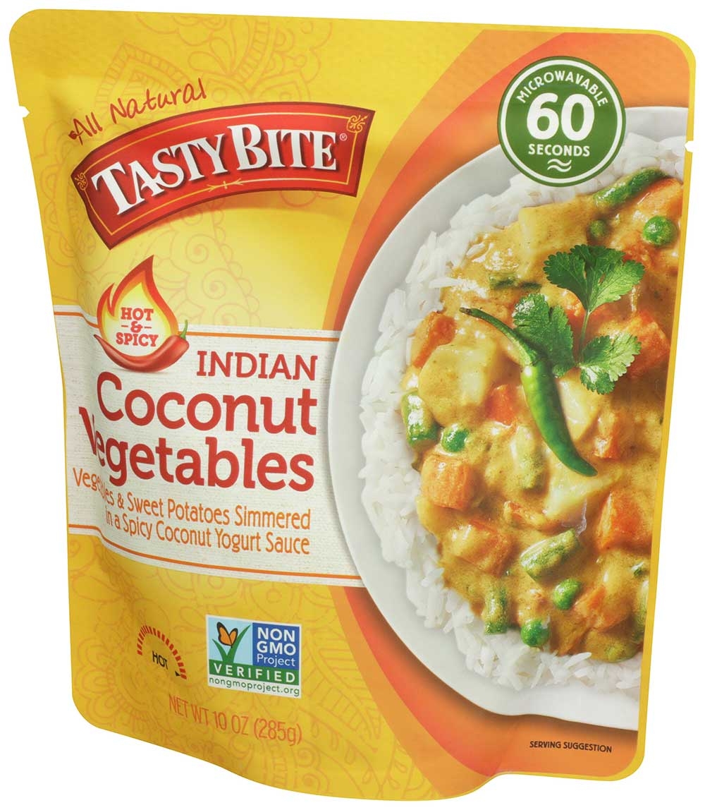 Tasty Bite Hot and Spicy Indian Coconut Vegetables Entree, 10 Ounce -- 6 per case.