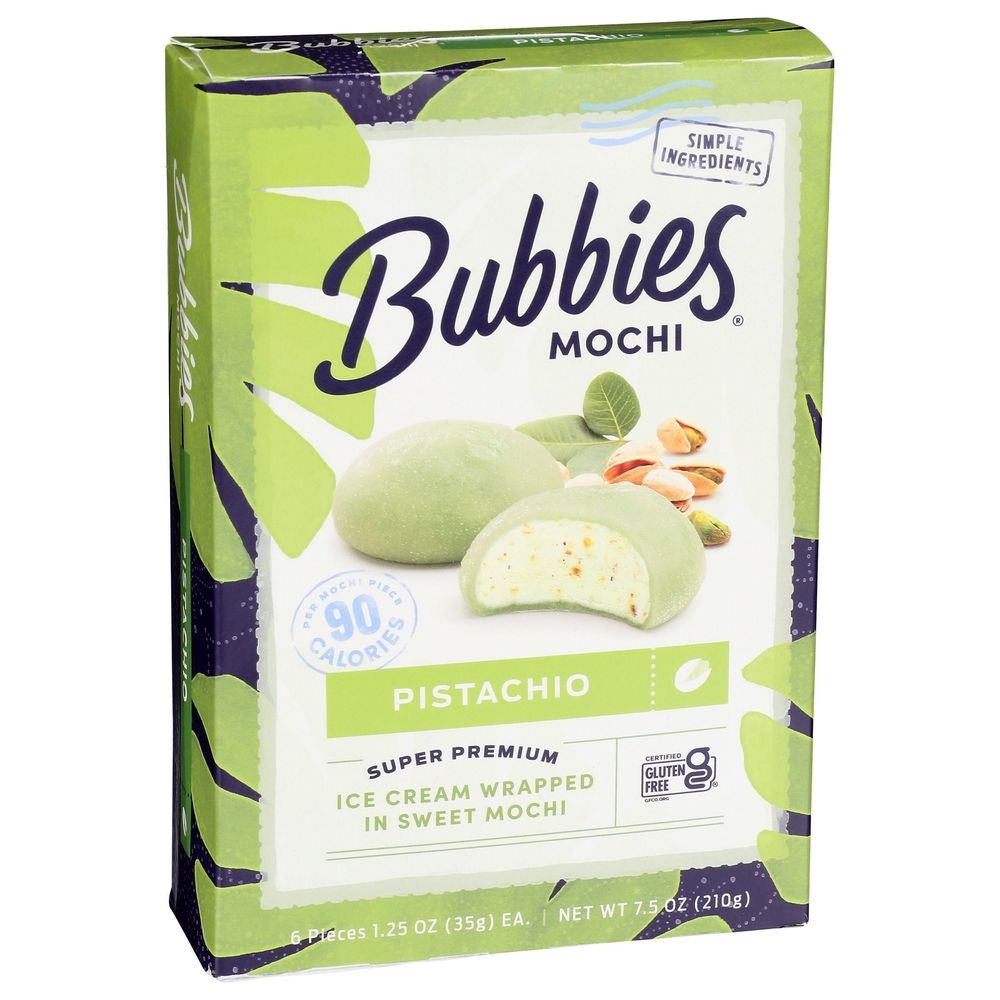 Bubbies Mochi Pistachio Ice Cream, 7.5 Ounce -- 8 per case