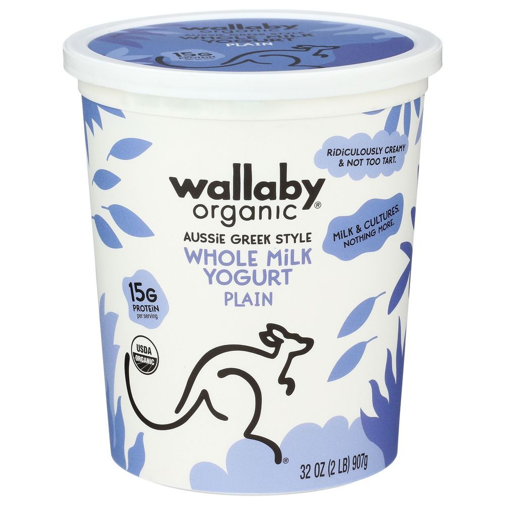 Wallaby Organic Plain Whole Milk Greek Yogurt, 32 Ounce -- 6 Per Case