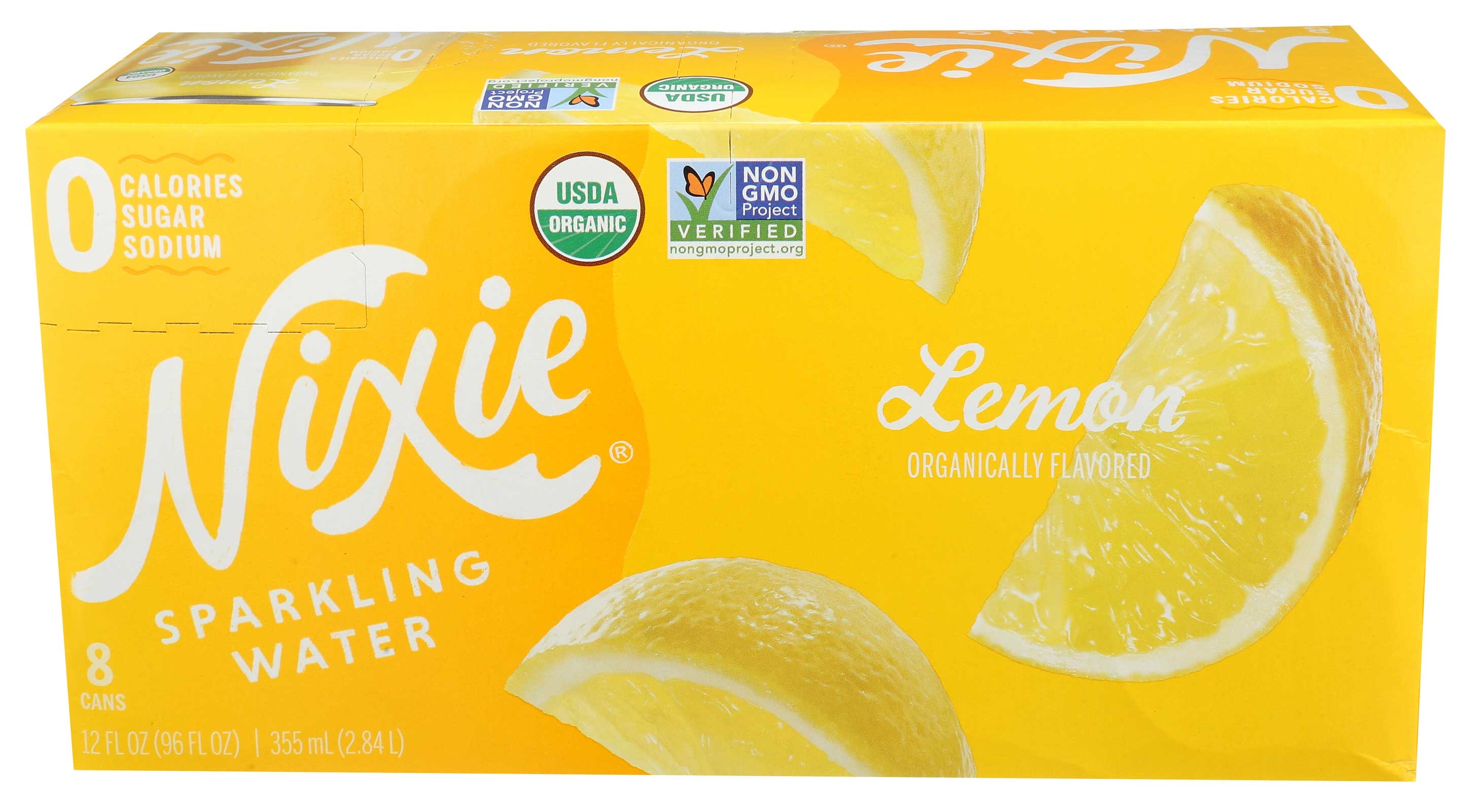 Nixie Organic Lemon Sparkling Water, 12 Fluid Ounce - 8 count per pack -- 3 packs per case
