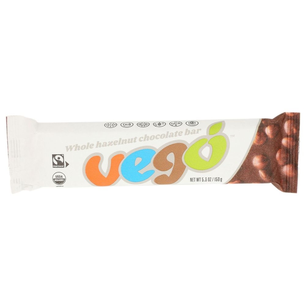 Vego Organic Whole Hazelnut Chocolate Bar, 5.3 Ounce -- 20 per case