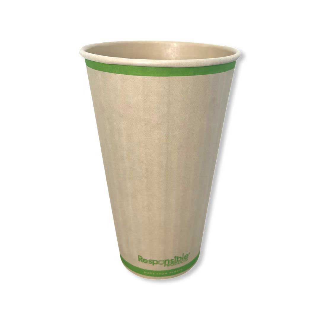 Responsible Products Tree-Less Natural Kraft Squat Rigid Insulated Compostable Paper Hot Cup, 20 Ounce Capacity -- 500 per case