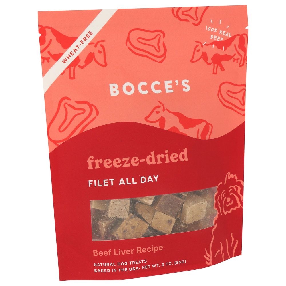Bocces Filet All Day Beef Liver Recipe Freeze Dried Dog Treat, 3 Ounce -- 12 per case