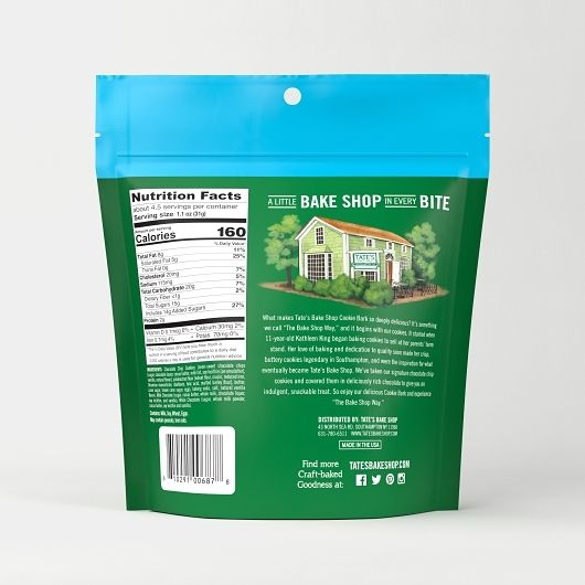 Tates Bake Shop Milk and White Chocolate Chocolate Chip Cookie Bark, 5 Ounce -- 6 per case
