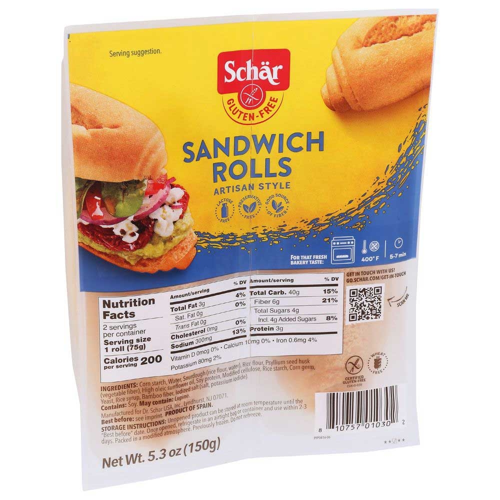 Schar Gluten Free Bread Sandwich Bread Roll, 5.3 Ounce -- 7 per case