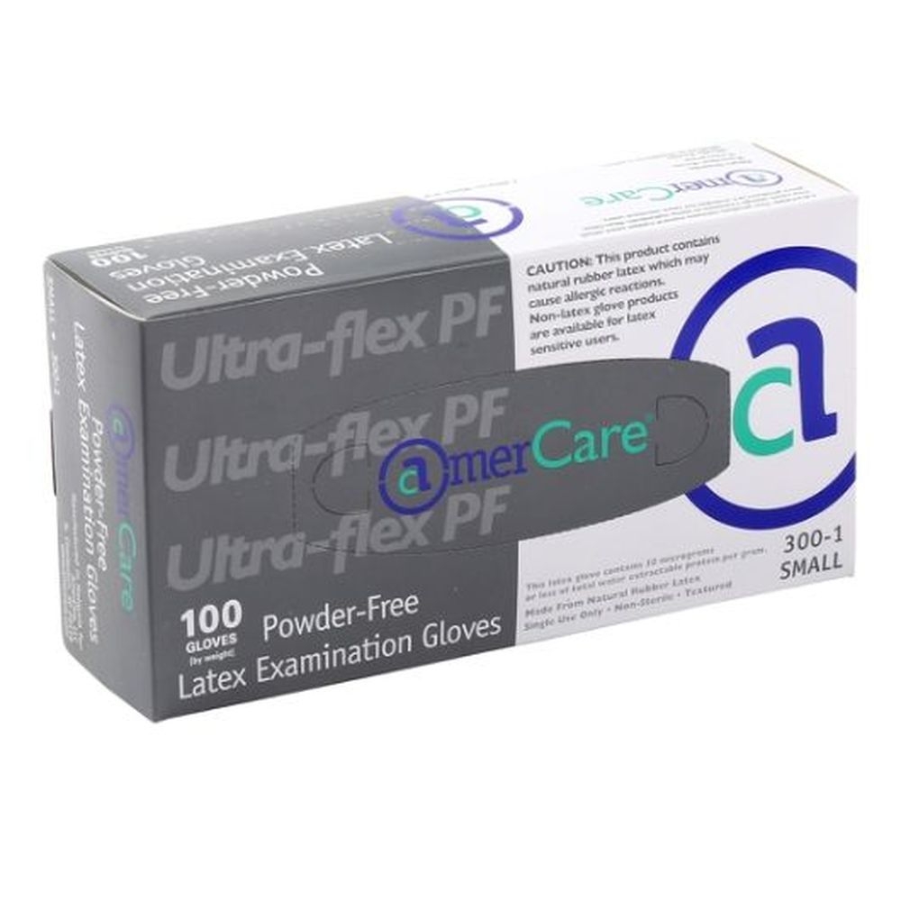 Amercareroyal Small Ultra Flex Powder Free Latex Examination Gloves, 100 Count -- 10 Per Case