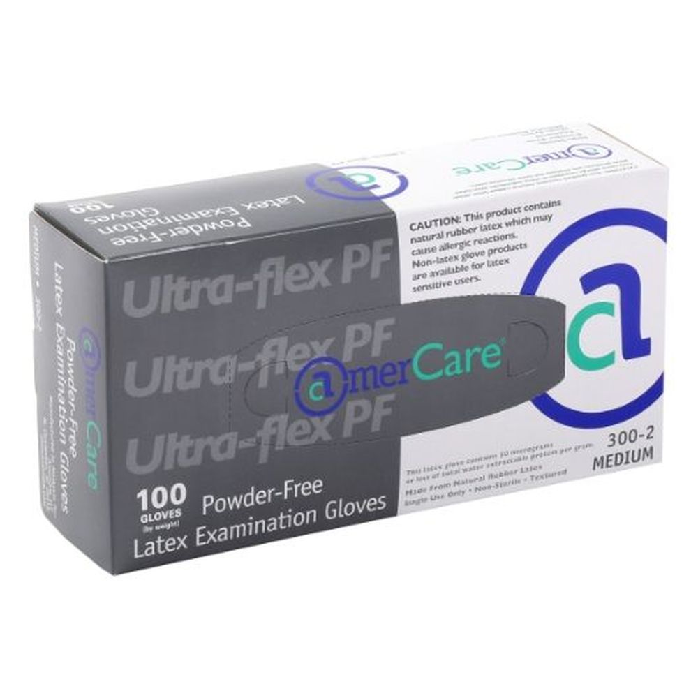 Amercareroyal Medium Ultra Flex Powder Free Latex Examination Gloves, 1000 Count