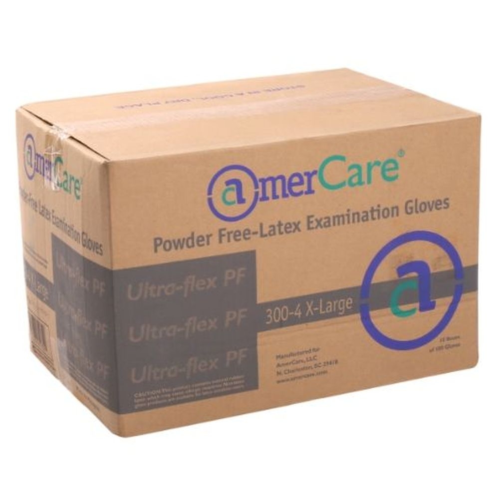 Amercareroyal Extra Large Ultra Flex Powder Free Latex Examination Gloves, 100 Count -- 10 Per Case