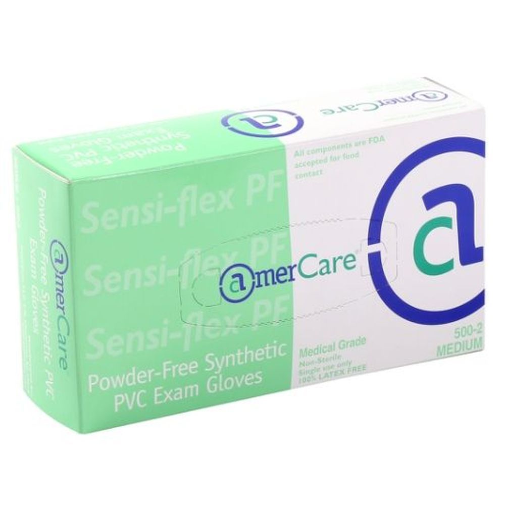 Amercareroyal Medium Clear Powder Free Sensi-flex Synthetic Pvc Exam Gloves, 1000 Count