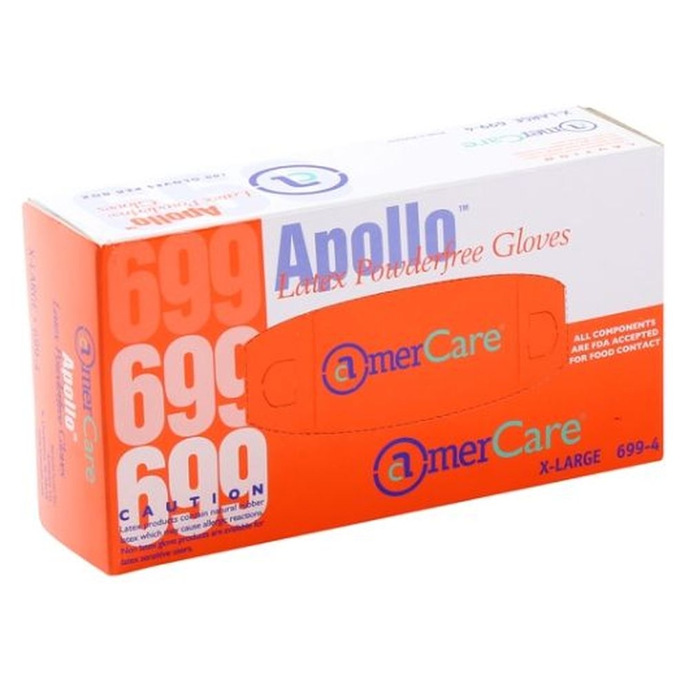 Amercareroyal Extra Large Natural White Powder Free Apollo Latex Gloves, 1000 Count