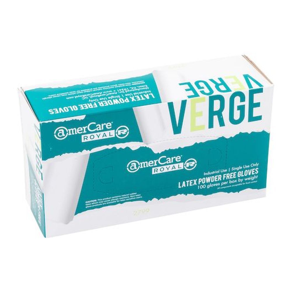 Amercareroyal Extra Large Natural White Powder Free Verge Latex Gloves, 100 Count -- 10 Per Case