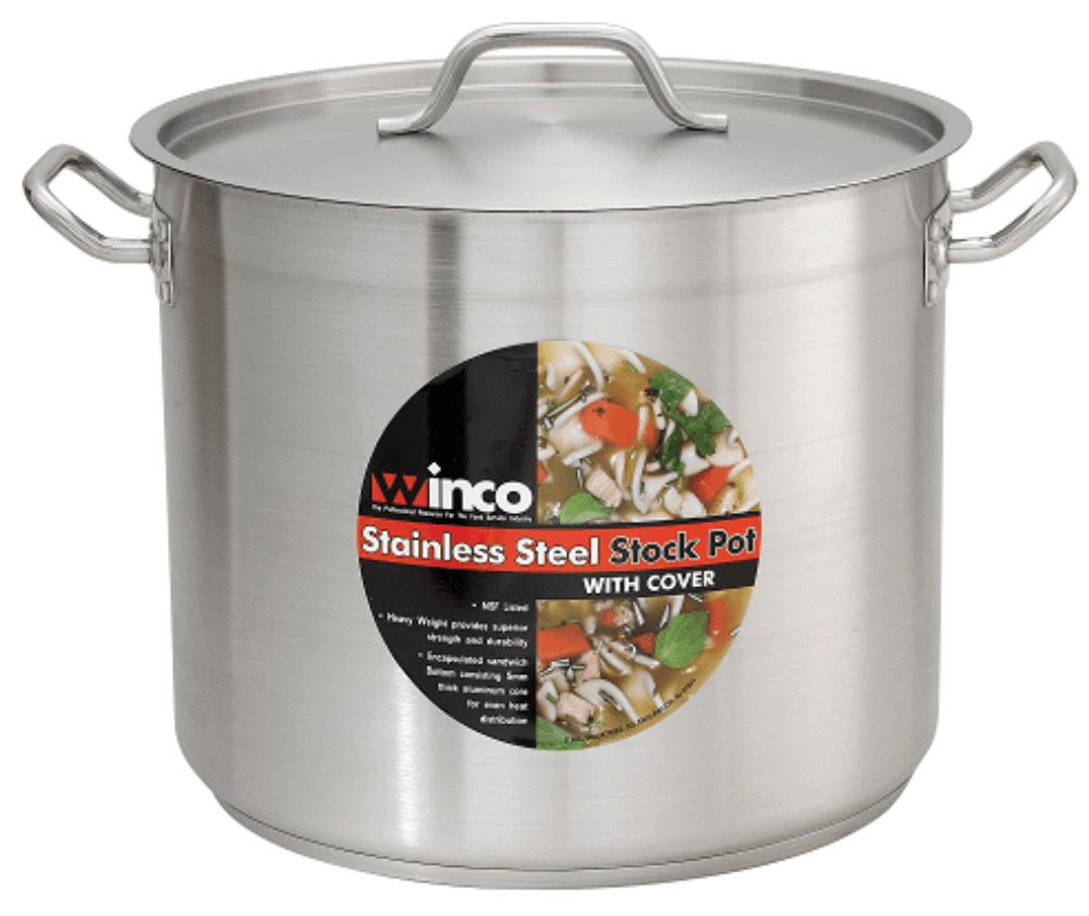 Winco Stainless Steel Stock Pot With Cover, 32 Quart