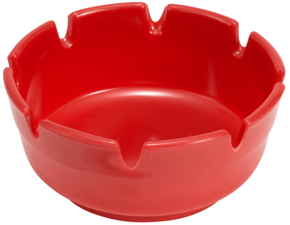 Winco Plastic Red Ashtray, 4 inch Dia. -- 12 per case
