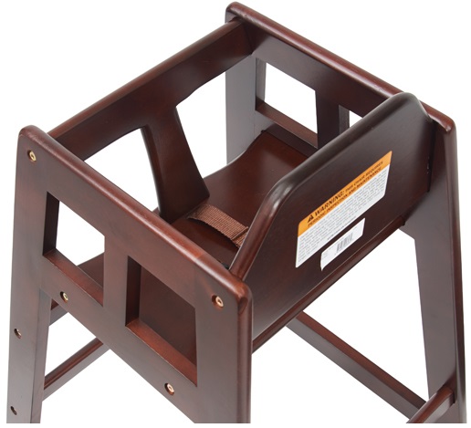 Winco Assembled Knocked Down Mahogany Wooden Stacking High Chair