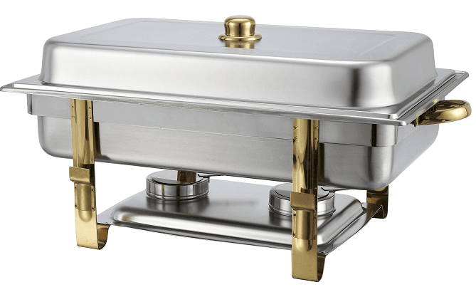 Winco Malibu Oblong Gold Accented Stainless Steel Chafer, 8 Quart