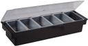 Winco Black Plastic Base 6 Compartment Condiment Holder, 19 7/16 x 6 1/4 x 3 1/2 inch