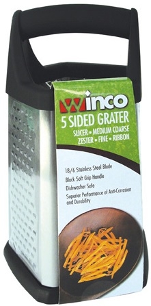 Winco 5 Sided Ergonomic Box Grater with Soft Grip Handle