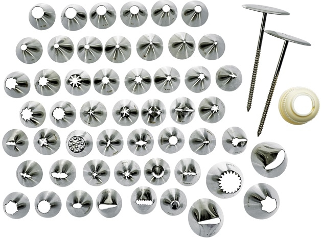 Winco Stainless Steel 52 Tips Cream Nozzle Cake Decorating Set -- 1 set