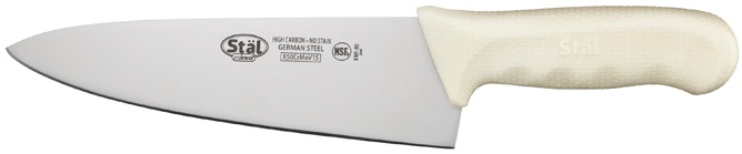 Winco Stal Chefs Knife With White Handle, 8 Inch