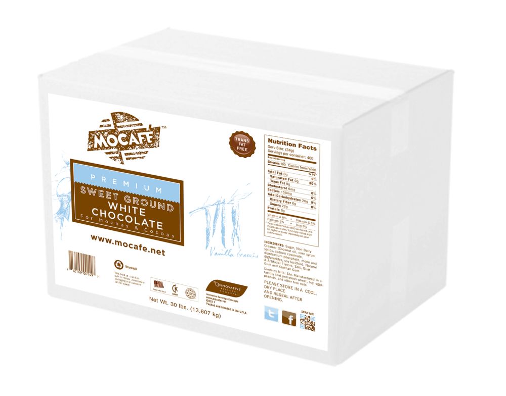 Mocafe Sweet Ground White Chocolate, 30 Pound