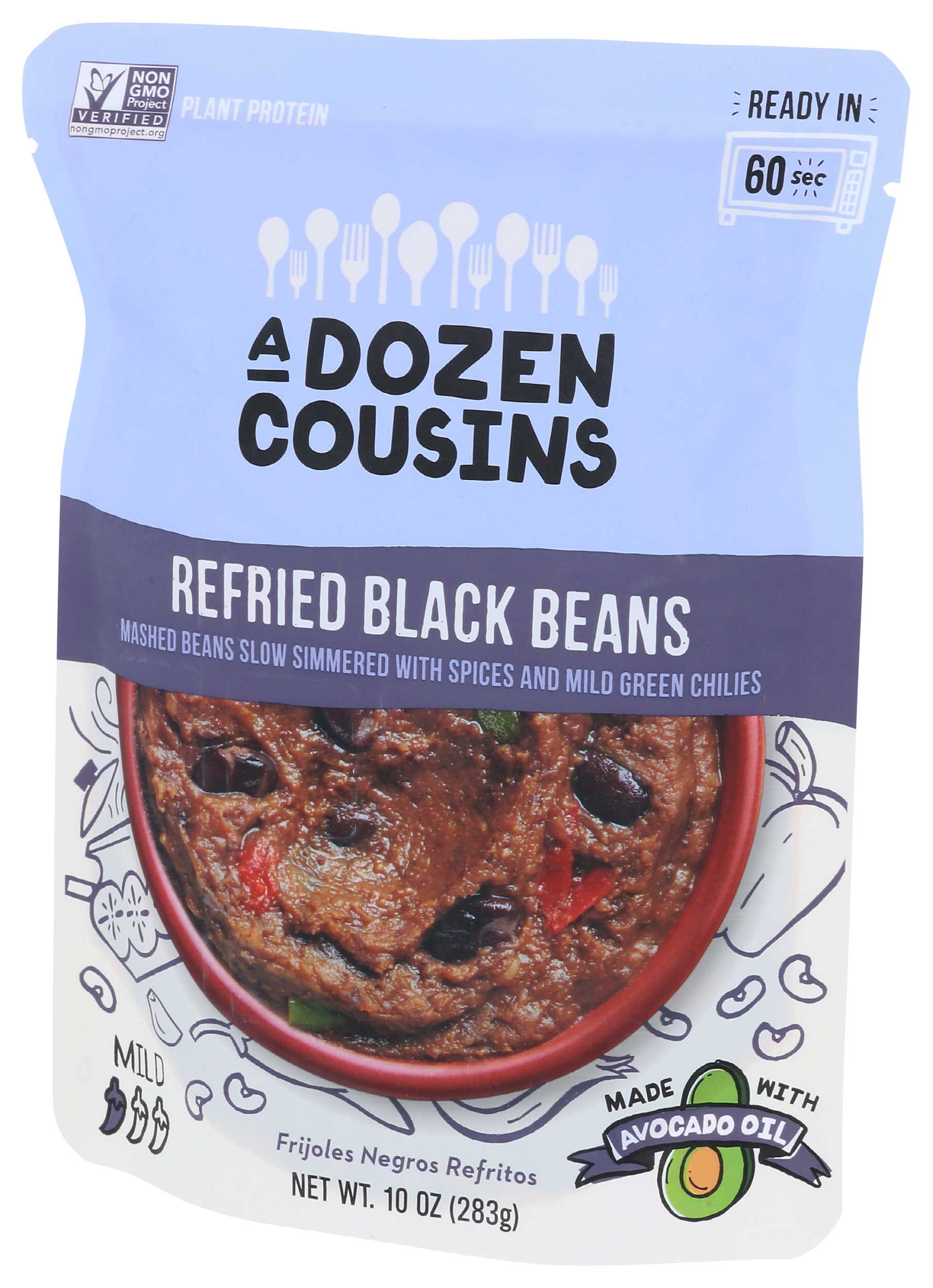 A Dozen Cousins Refried Black Beans, 10 Ounce -- 6 Per Case