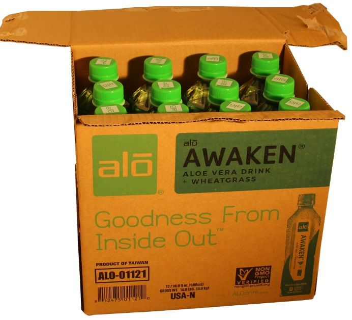 Alo Awaken Wheatgrass Aloe Vera Juice Drink, 16.9 Fluid Ounce -- 12 Per Case