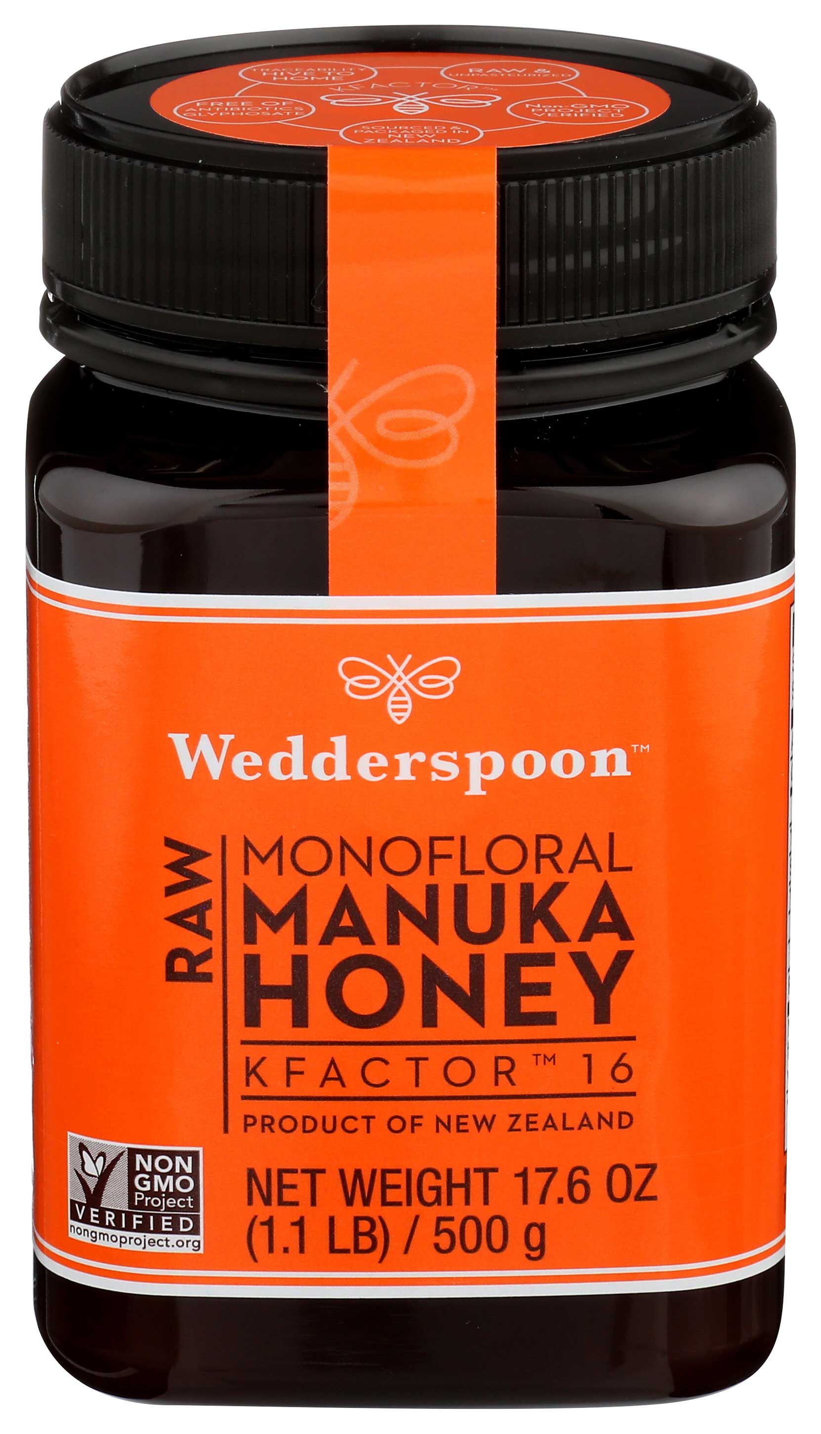 Wedderspoon Kfactor 16 Raw Monofloral Manuka Honey, 17.6 Ounce -- 6 Per Case