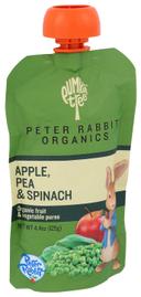 Peter Rabbit Organics Pea Spinach and Apple Puree Baby Snack, 4.4 Ounce -- 10 per case.