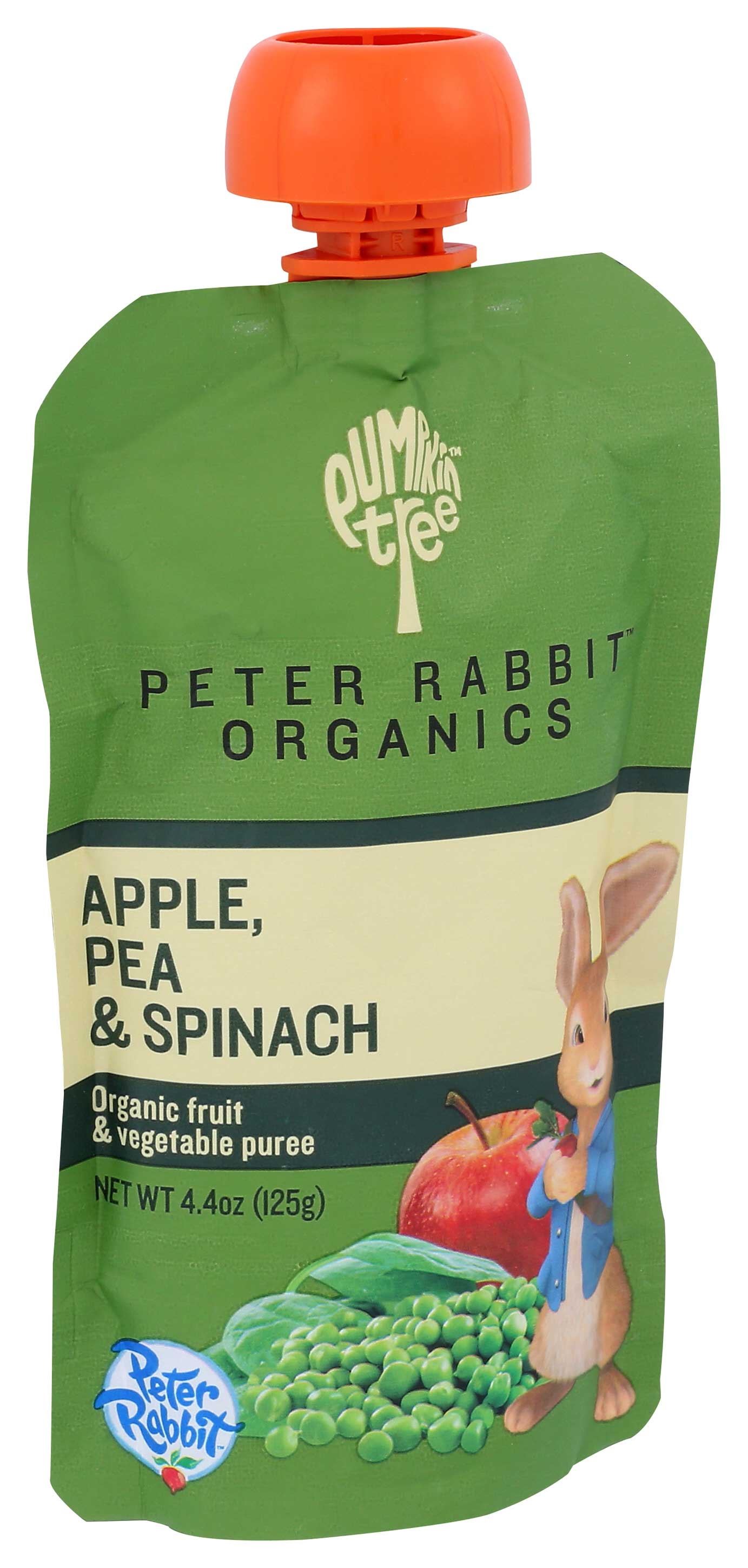 Peter Rabbit Organics Pea Spinach and Apple Puree Baby Snack, 4.4 Ounce -- 10 per case.